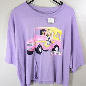 Mattel Pink and Purple Short Sleeve Tee with Barbie Jeep